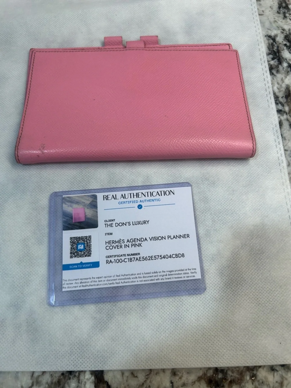 Hermes Pink Agenda Vision Planner Cover with COA